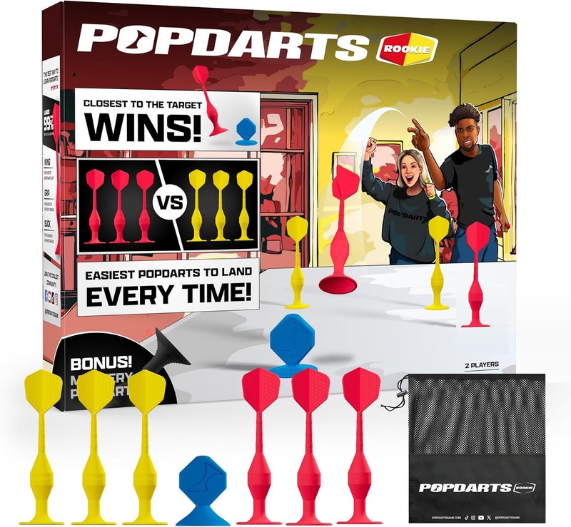 Popdarts حزمة المبتدئين - لعبة السهام الماصة سهلة الاستخدام للأطفال والعائلات واللاعبين الجدد | لعبة رمي الأهداف الداخلية والخارجية | إعداد سريع، متينة، قواعد بسيطة، ومتعة لجميع الأعمار! - Image 1
